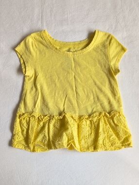 george eyelet lace trimmed peplum t-shirt yellow 3T toddler girls